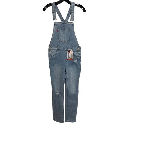 Levi's Girlfriend Overalls Medium Wash Girls Size 16 NWT *DAMAGED* - Picture 1 of 13